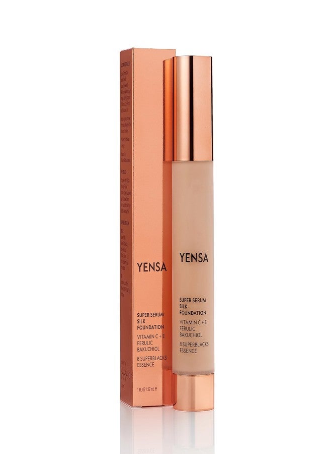 YENSA Serum Foundation Makeup - Super Silk Full Coverage Foundation Enriched with Peptides, Vitamin C & Ferulic Acid to Help Reduce Fine Lines, Wrinkles & Dark Circles - Medium 2 (1 oz) - Image 2